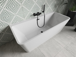 Baignoire Mexen Volta à poser murale 150 x 75 cm, blanche, évacuation noire - 51131507500-70