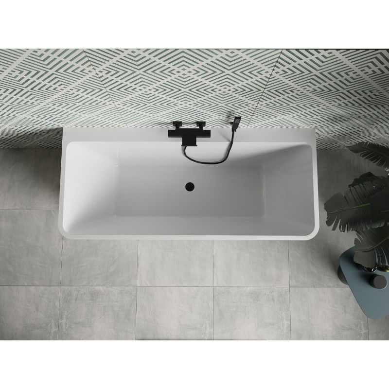 Mexen Volta baignoire autoportante murale 150 x 75 cm, blanche, trop-plein noir - 51131507500-70