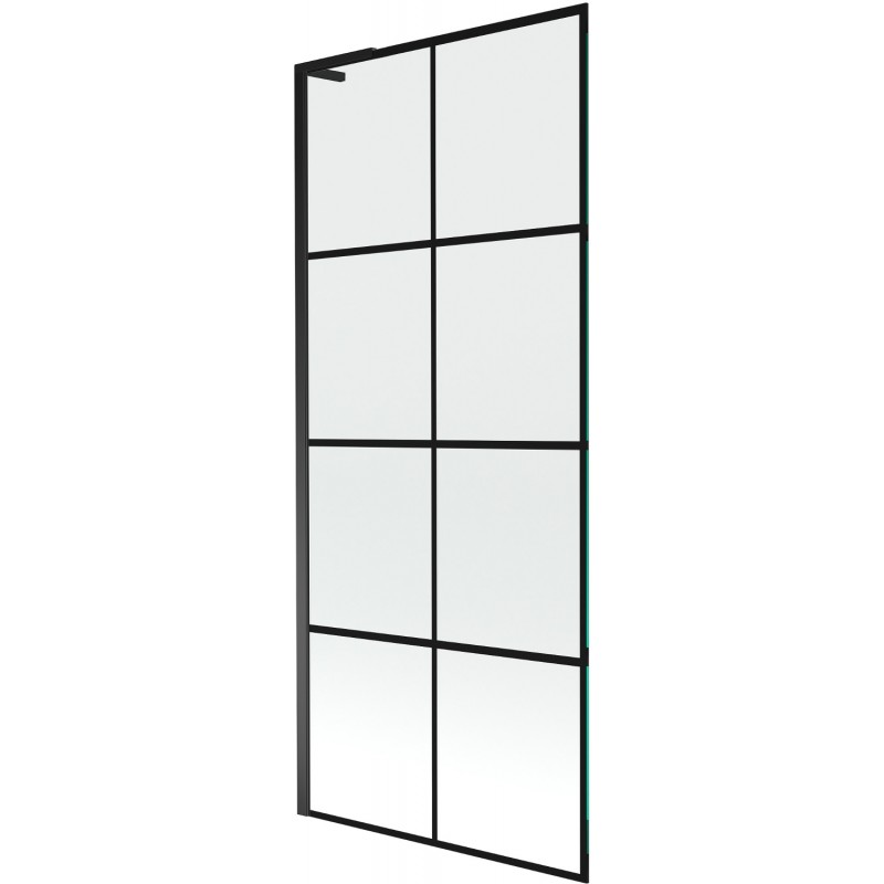 Mexen Next L paroi de baignoire 1 volet 80 x 150 cm, grille noire, noir - 895-080-000-03-77-70