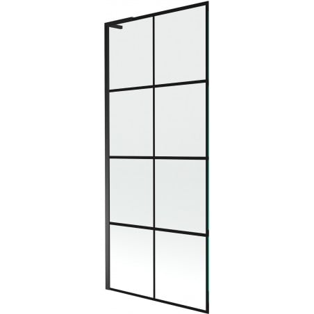 Mexen Next L paroi de baignoire 1 volet 80 x 150 cm, grille noire, noir - 895-080-000-03-77-70