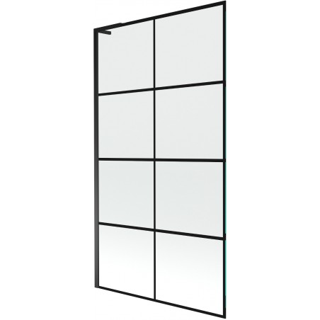 Mexen Next L paroi de baignoire 1 volet 100 x 150 cm, grille noire, noir - 895-100-000-03-77-70