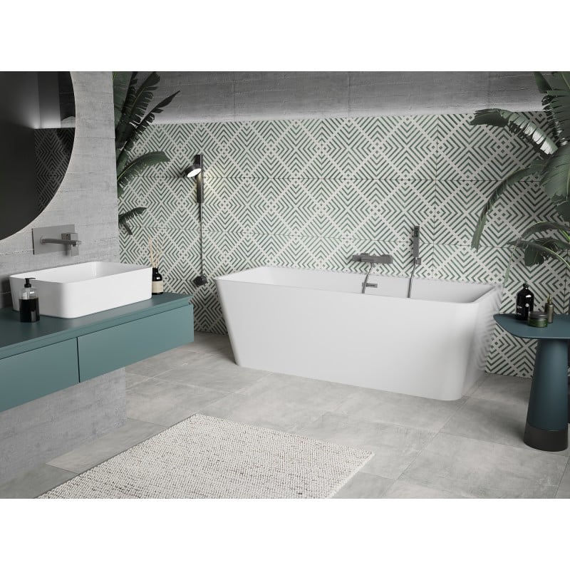 Mexen Volta baignoire autoportante adossée 170 x 75 cm, blanche, trop-plein gun metal - 51131707500-95