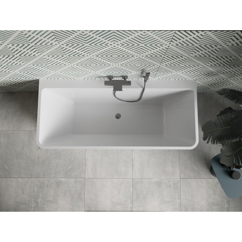 Mexen Volta baignoire autoportante adossée 170 x 75 cm, blanche, trop-plein gun metal - 51131707500-95
