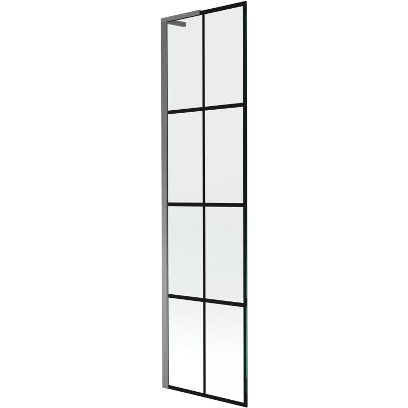 Mexen Next L pare-douche à 1 panneau 50 x 150 cm, grille noire, métal gun - 895-050-000-03-77-95