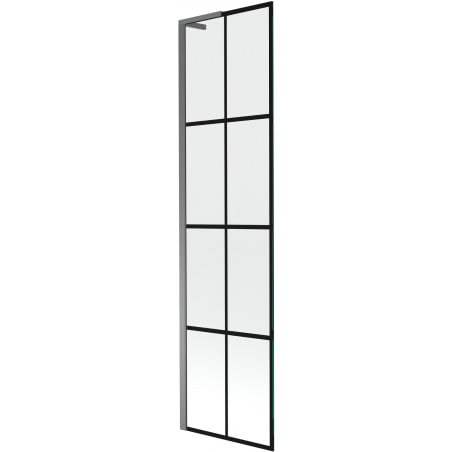 Mexen Next L pare-douche à 1 panneau 50 x 150 cm, grille noire, métal gun - 895-050-000-03-77-95