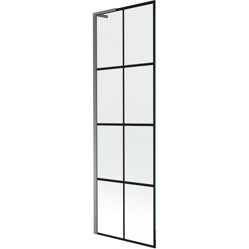 Mexen Next L paroi de douche 1 volet 60 x 150 cm, grille noire, métal gun - 895-060-000-03-77-95
