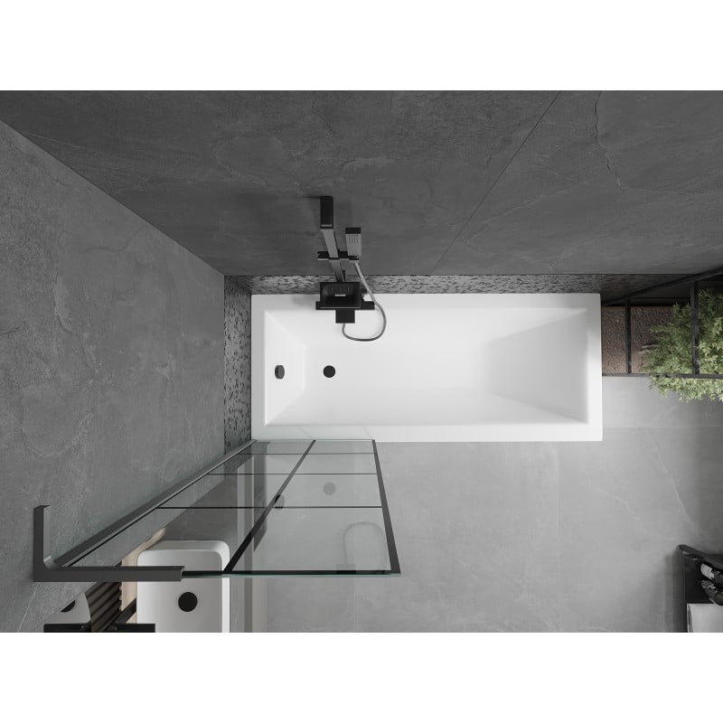 Mexen Next L paroi de douche 1 volet 60 x 150 cm, grille noire, métal gun - 895-060-000-03-77-95