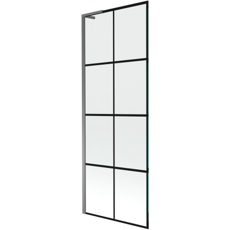 Mexen Next L paroi de baignoire à 1 battant 70 x 150 cm, grille noire, métal pistolet - 895-070-000-03-77-95