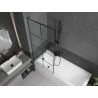 Mexen Next L paroi de baignoire 1 volet 80 x 150 cm, grille noire, métal gun - 895-080-000-03-77-95