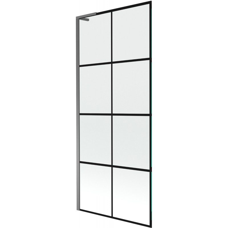 Mexen Next L paroi de baignoire 1 volet 80 x 150 cm, grille noire, métal gun - 895-080-000-03-77-95