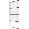 Mexen Next L paroi de baignoire 1 volet 80 x 150 cm, grille noire, métal gun - 895-080-000-03-77-95