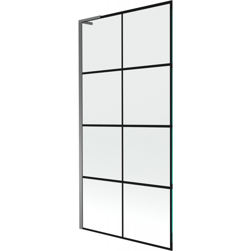 Mexen Next L paroi de baignoire 1 volet 90 x 150 cm, grille noire, métal canon - 895-090-000-03-77-95