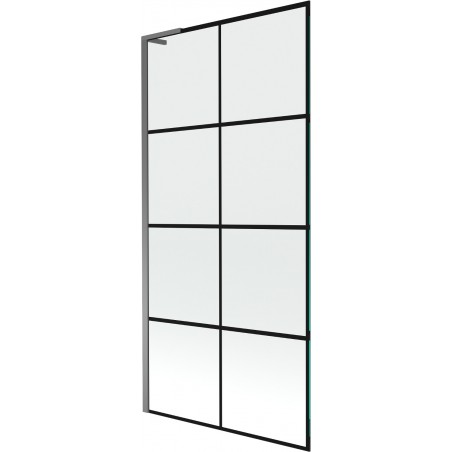 Mexen Next L paroi de baignoire 1 volet 90 x 150 cm, grille noire, métal canon - 895-090-000-03-77-95