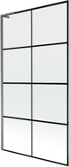 Mexen Next L paroi de baignoire à 1 panneau 100 x 150 cm, grille noire, métal gun - 895-100-000-03-77-95