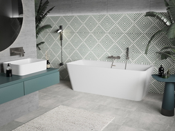 Mexen Volta baignoire autoportante murale 170 x 75 cm, blanche, trop-plein en nickel brossé - 51131707500-97