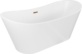 Baignoire Mexen Montana autoportante 180 x 80 cm, blanche, avec trop-plein en or rose - 52011808000-60