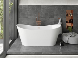 Baignoire Mexen Montana autoportante 180 x 80 cm, blanche, avec trop-plein en or rose - 52011808000-60