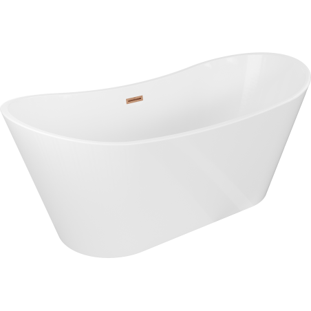 Baignoire Mexen Montana freestanding 180 x 80 cm, blanche, avec débordement en laiton brossé - 52011808000-65
