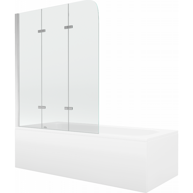 Mexen Vega baignoire rectangulaire 170 x 70 cm avec habillage et paravent à 3 volets 120 cm, transparent, chrome - 550117070X90?