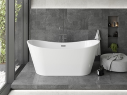 Mexen Montana baignoire autoportante 180 x 80 cm, blanche, trop-plein gris arme brossé - 52011808000-66