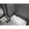 Mexen Next L paroi de baignoire à 1 vantail 50 x 150 cm, grille noire, nickel brossé - 895-050-000-03-77-97