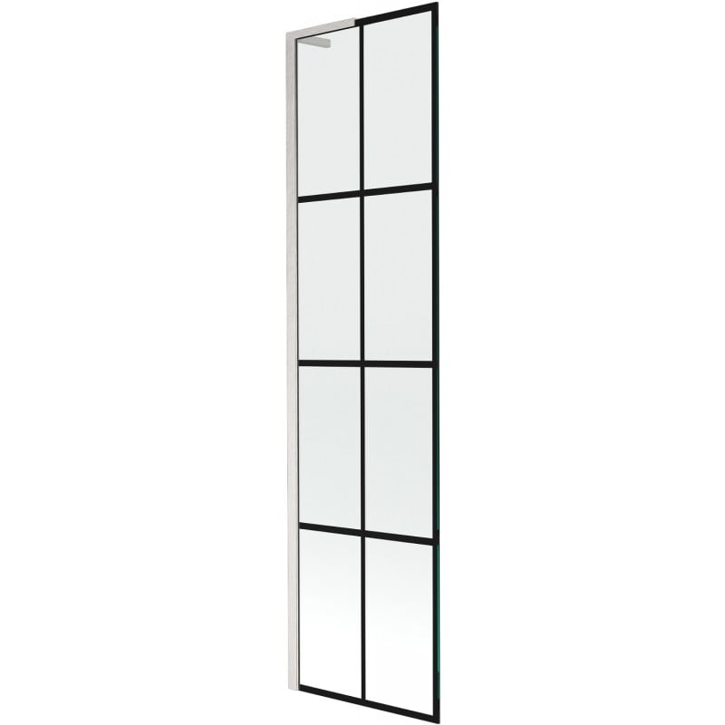 Mexen Next L paroi de baignoire à 1 vantail 50 x 150 cm, grille noire, nickel brossé - 895-050-000-03-77-97
