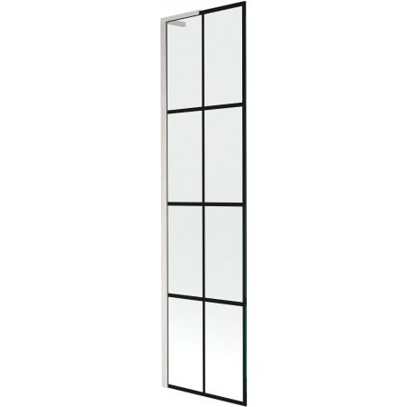 Mexen Next L paroi de baignoire à 1 vantail 50 x 150 cm, grille noire, nickel brossé - 895-050-000-03-77-97