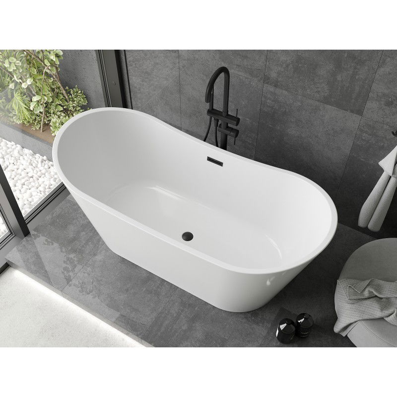 Mexen Montana baignoire autoportante 180 x 80 cm, blanche, trop-plein noir - 52011808000-70