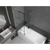 Mexen Next L paroi de baignoire à 1 vantail 60 x 150 cm, grille noire, nickel brossé - 895-060-000-03-77-97