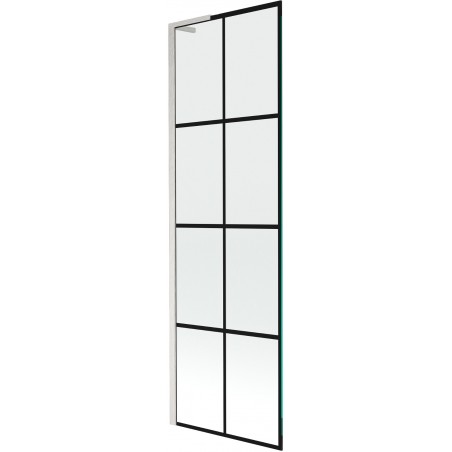 Mexen Next L paroi de baignoire à 1 vantail 60 x 150 cm, grille noire, nickel brossé - 895-060-000-03-77-97
