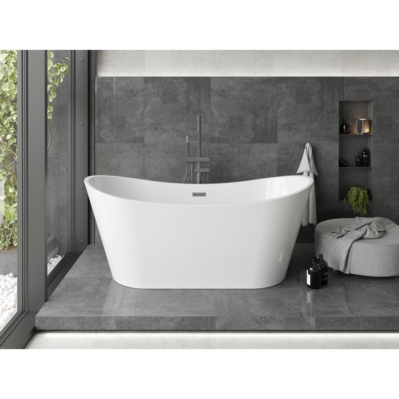 Mexen Montana baignoire autoportante 180 x 80 cm, blanche, trop-plein métal gun - 52011808000-95