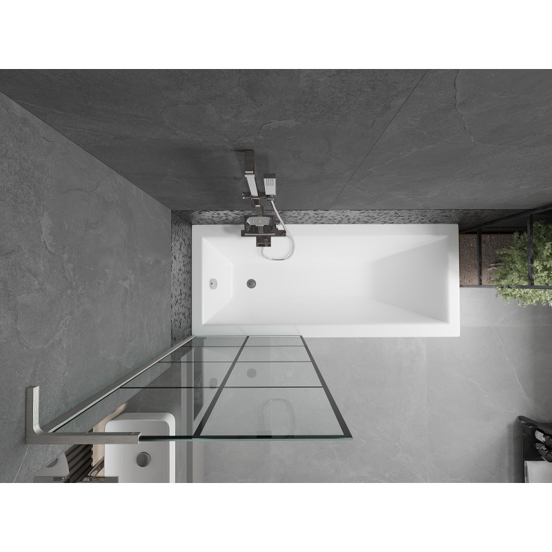 Mexen Next L paroi de baignoire à 1 volet 70 x 150 cm, grille noire, nickel brossé - 895-070-000-03-77-97