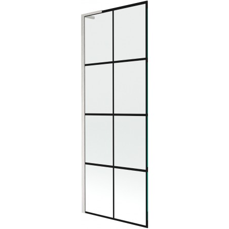 Mexen Next L paroi de baignoire à 1 volet 70 x 150 cm, grille noire, nickel brossé - 895-070-000-03-77-97