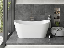 Baignoire autoportante Mexen Montana 180 x 80 cm, blanche, évacuation en nickel brossé - 52011808000-97
