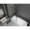 Mexen Next L paroi de baignoire 1 volet 80 x 150 cm, grille noire, nickel brossé - 895-080-000-03-77-97