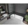 Mexen Next L paroi de baignoire 1 volet 80 x 150 cm, grille noire, nickel brossé - 895-080-000-03-77-97