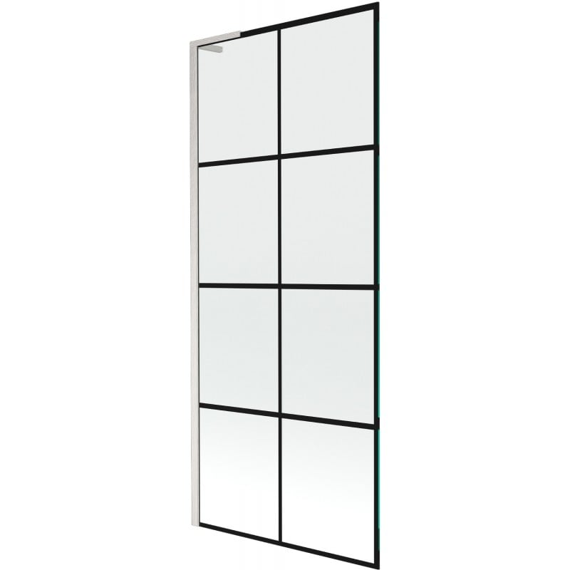 Mexen Next L paroi de baignoire 1 volet 80 x 150 cm, grille noire, nickel brossé - 895-080-000-03-77-97