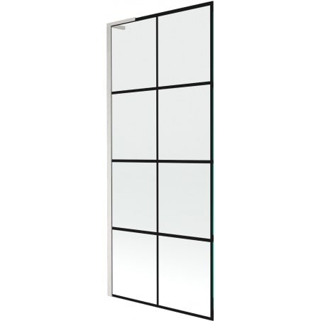 Mexen Next L paroi de baignoire 1 volet 80 x 150 cm, grille noire, nickel brossé - 895-080-000-03-77-97