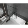 Mexen Next L paroi de baignoire à 1 volet 90 x 150 cm, grille noire, nickel brossé - 895-090-000-03-77-97