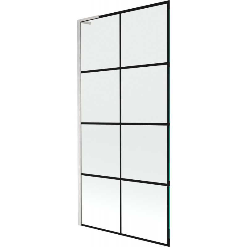 Paroi de bain Mexen Next L 1 volet 90 x 150 cm, motif noir, nickel brossé - 895-090-000-03-77-97