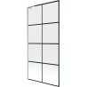 Mexen Next L paroi de baignoire à 1 volet 90 x 150 cm, grille noire, nickel brossé - 895-090-000-03-77-97