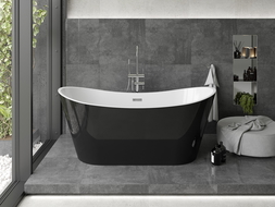 Baignoire indépendante Mexen Montana 180 x 80 cm, blanche/noire, vidange chromée - 52011808075-01