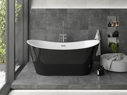 Mexen Montana baignoire autoportante 180 x 80 cm, blanche/noire, trop-plein chromé - 52011808075-01