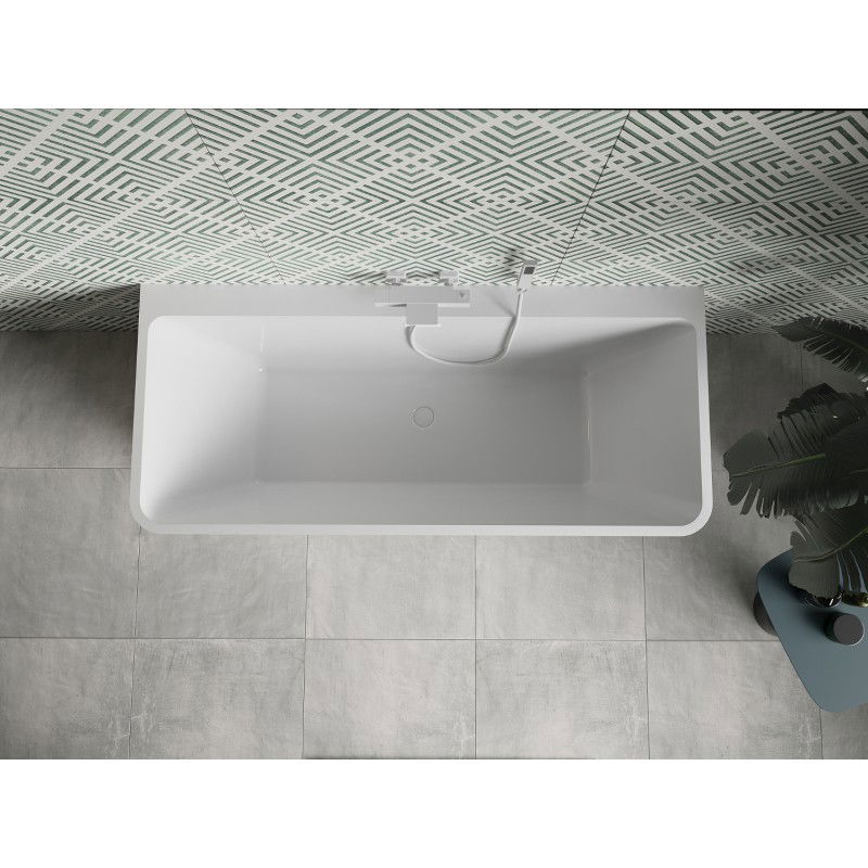 Mexen Volta baignoire autoportante adossée 150 x 75 cm, blanche/noire, trop-plein blanc - 51131507575-20