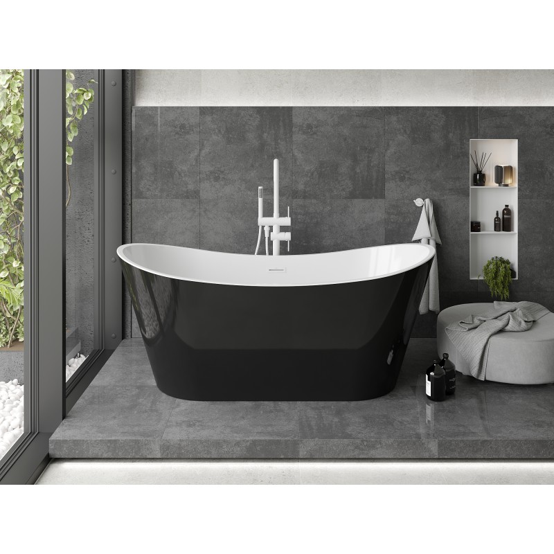 Mexen Montana baignoire autoportante 180 x 80 cm, blanche/noire, trop-plein blanc - 52011808075-20