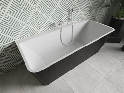 Baignoire Mexen Volta à poser murale 170 x 75 cm, blanche/noire, évacuation blanche - 51131707575-20