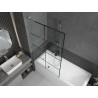 Mexen Next L paravent de baignoire à 1 volet 100 x 150 cm, grille noire, nickel brossé - 895-100-000-03-77-97