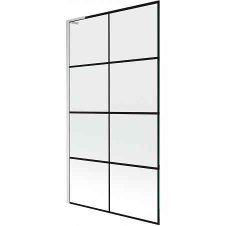 Mexen Next L paravent de baignoire à 1 volet 100 x 150 cm, grille noire, nickel brossé - 895-100-000-03-77-97