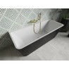 Mexen Volta baignoire autoportante murale 150 x 75 cm, blanc/noir, trop-plein doré brossé - 51131507575-55
