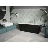 Mexen Volta baignoire autoportante murale 150 x 75 cm, blanc/noir, trop-plein doré brossé - 51131507575-55